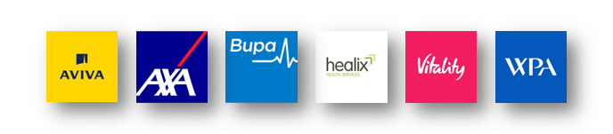 Mr Aly works with all major health insurers including Aviva, Axa, Bupa, healix, Vitality and WPA